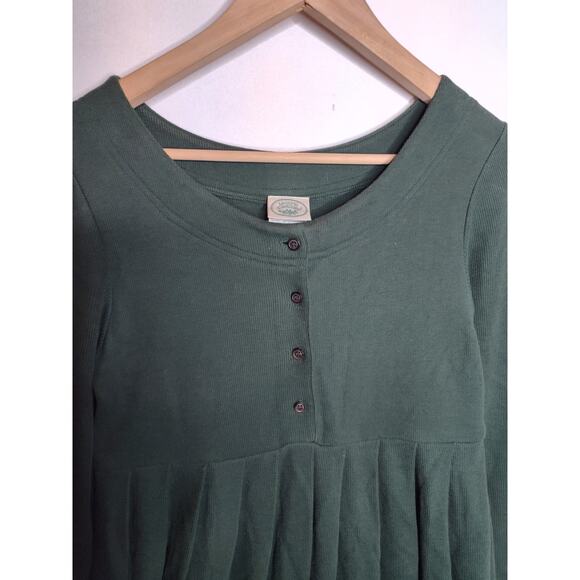 Vintage 90s Laura Ashley Forest Green Ribbed Heavy Cotton Maxi Dress 6 - Picture 3 of 8